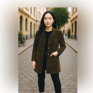 Jonathan Martin Army Green Long Coat SZ 10 Woman Jacket Retro Boho Hippie casual